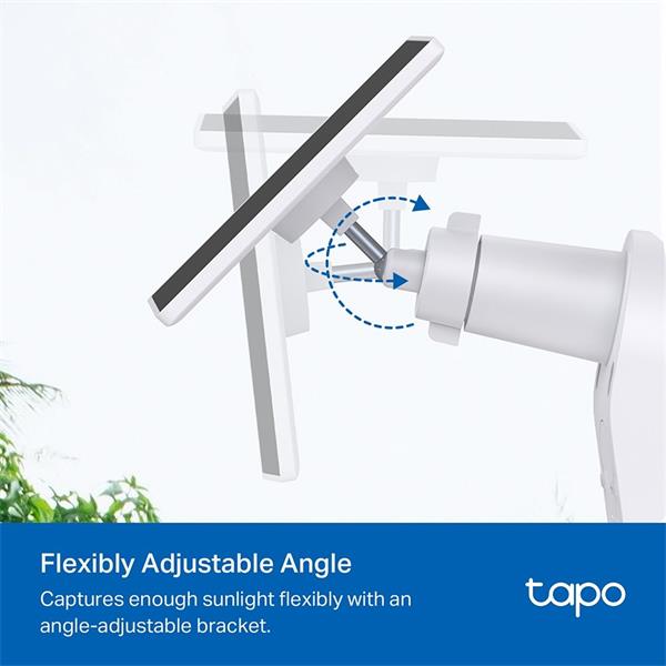 "Tapo Solar Panel SPEC: 5.2V 2.5W FEATURE: Type-C Charging Port, Non-Stop Power, Flexible Solar Installation, Works wit