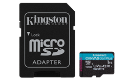 1 TB . microSDXC karta Kingston Canvas Go Plus Gen4 + adaptér ( r200MB/s, w160MB/s )