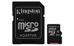 128 GB . microSDXC karta Kingston Canvas Select Class 10 UHS-I (r80MB/s, w10MB/s) + adaptér