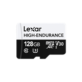 128GB Lexar® High-Endurance microSDHC/microSDXC™ UHS-I cards?up to 100MB/s read, 45MB/s Write, C10 A1 V30 U3