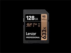 128GB Lexar® Professional 633x SDXC™ UHS-I cards, up to 95MB/s read 45MB/s write C10 V30 U3, Global