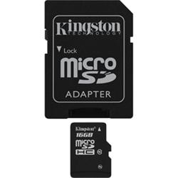 16 GB . microSDHC karta Kingston Class 4 (r/w 4MB/s) + adaptér
