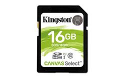 16 GB . SDHC karta Kingston . Canvas Select Class 10 UHS-I ( r80MB/s, w10MB/s )