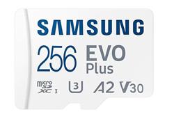 256 GB . microSDXC karta Samsung EVO Plus + adapter ( trieda U3, V30, A2 )