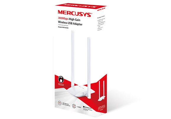 300Mbps High Gain Wireless USB Adapter SPEED: 300 Mbps at 2.4 GHz SPEC: 2× High Gain External Antennas, Micro USB 2.0 F