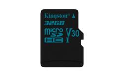 32 GB . microSDHC karta Kingston Canvas Go Class U3 UHS-I V30 (r90MB/s, w45MB/s) bez adaptéra