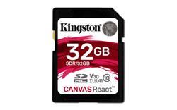 32 GB .SDXC karta Kingston . Canvas React Class 10 UHS-I U3 V30 A1 ( r100MB/s, w70MB/s )