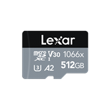 512GB Lexar® High-Performance 1066x microSDXC™ UHS-I, up to 160MB/s read 120MB/s write C10 A2 V30 U4