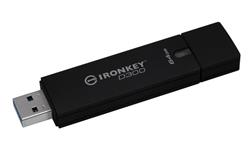 64 GB . USB klúč . Kingston IronKey D300 Encrypted, čierny USB 3.0 ( r250MB/s, w85MB/s)