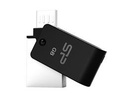 8 GB . USB kľúč.... Silicon Power Mobile X21, čierno-biely, (microUSB, OTG)