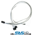 ADAPTEC PMC Internal mini-SAS HD x4 to four x1 SATA fan-out cable with SFF-8448 sideband, Retail