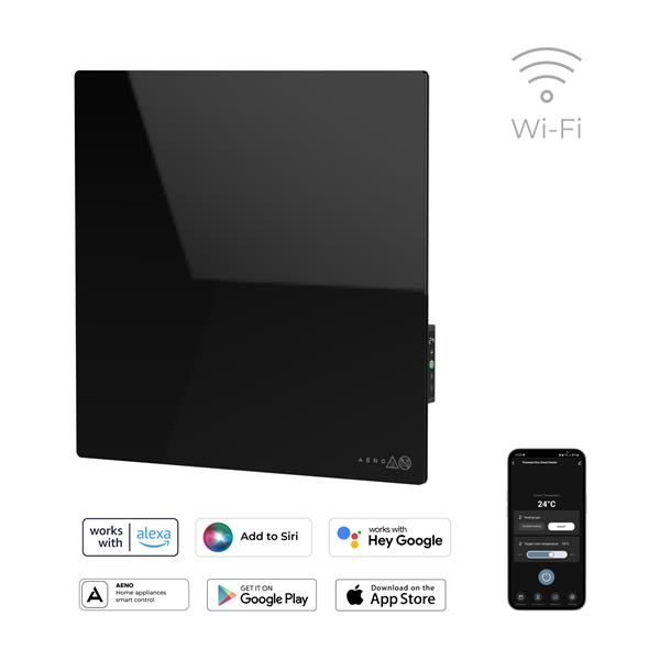 AENO AGH12S Premium QUADRO Smart Ohrievač, Čierny, LED, WI-FI, max 500W, 50x50cm, Infra