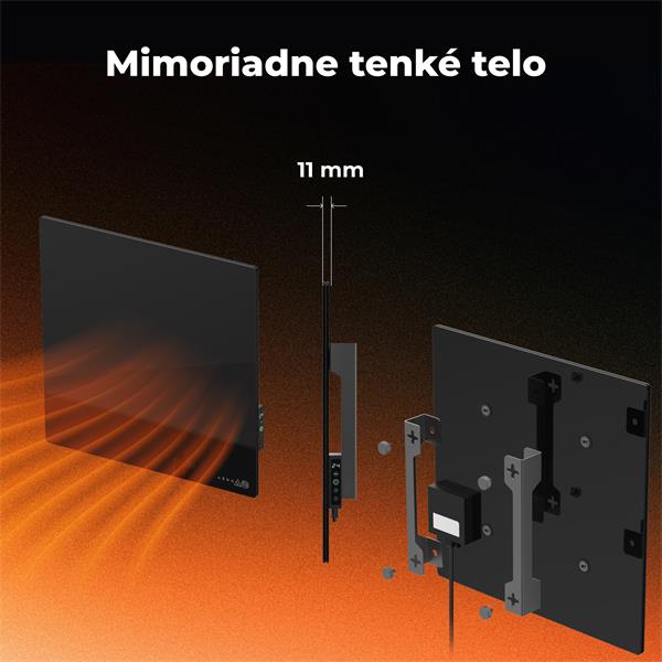AENO AGH12S Premium QUADRO Smart Ohrievač, Čierny, LED, WI-FI, max 500W, 50x50cm, Infra