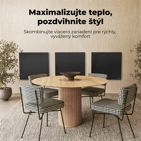 AENO AGH12S Premium QUADRO Smart Ohrievač, Čierny, LED, WI-FI, max 500W, 50x50cm, Infra