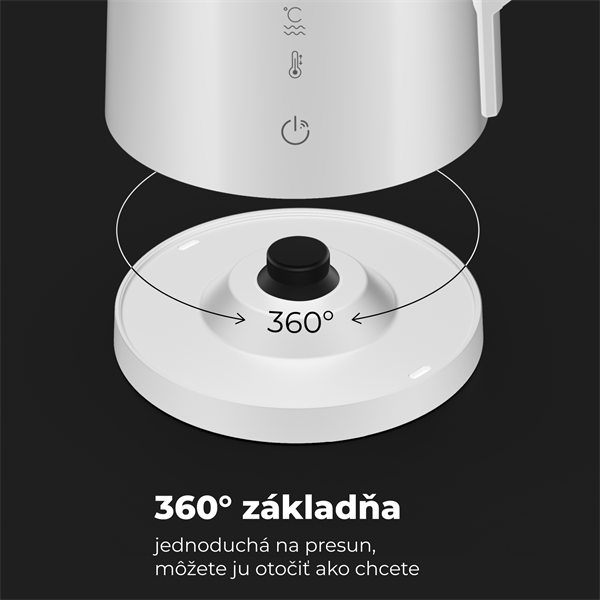 AENO Rýchlovarná smart kanvica EK8S biela, 2200W,1,7 l,Strix,dvojité steny,regulácia teploty,WiFi, LEDdisplej,auto vyp