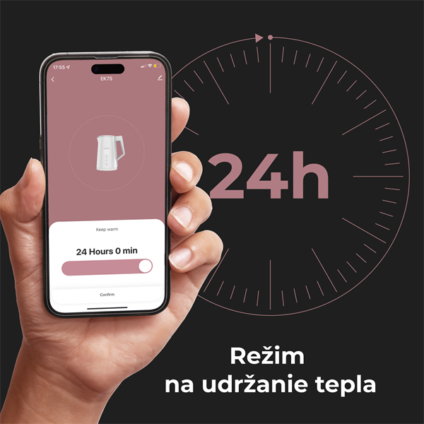 AENO Rýchlovarná smart kanvica EK8S biela, 2200W,1,7 l,Strix,dvojité steny,regulácia teploty,WiFi, LEDdisplej,auto vyp