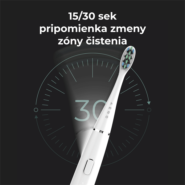 AENO Sonická zubná kefka DB1S,Biela,4 módy+smart,bezdrôtové nabíjanie,46000 ot/min,90 dní bez nabíjania, IPX7,3 hl
