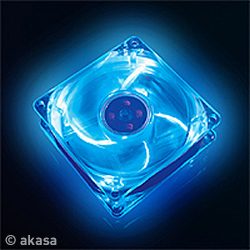 AKASA LED Case FUN - 8cm vetrák, LED modrý