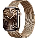 Apple Watch Series 10 GPS + Cellular 46mm Gold Titanium Case with Gold Milanese Loop - M/L