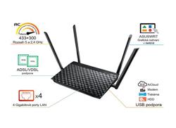 ASUS DSL-AC52U Dualband Wireless VDSL/ ADSL AC750 router -RETAIL