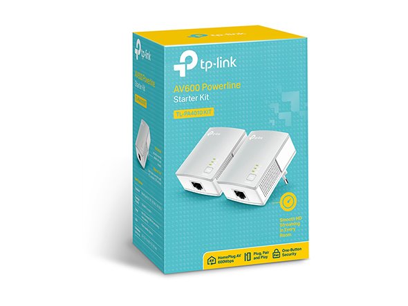 AV600 Powerline Starter Kit KIT: 2× TL-PA4010 SPEED: 600 Mbps Powerline SPEC: Qualcomm CPU, 1× 10/100 Mbps Ports, Wall P