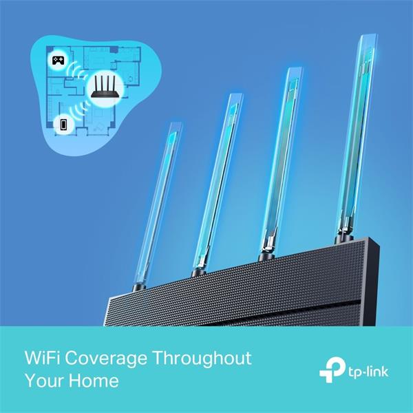 AX1500 Dual-Band Wi-Fi 6 Router SPEED: 300 Mbps at 2.4 GHz + 1201Mbps at 5 GHz SPEC: 4× Antennas, 1GHz Dual Core CPU, 1×