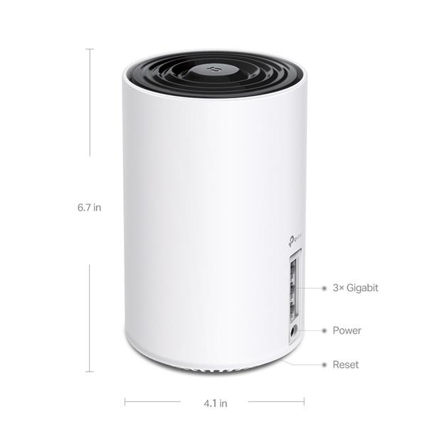 AXE5400 Whole Home Mesh Wi-Fi 6E System(Tri-Band) SPEED: 574 Mbps at 2.4 GHz + 2402 Mbps at 5 GHz + 2402 Mbps at 6 GHz S