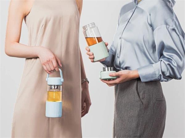 BUYDEEM Prenosná sklenená čajová fľaša 350 ml, model CD1008, farba útulná zelená