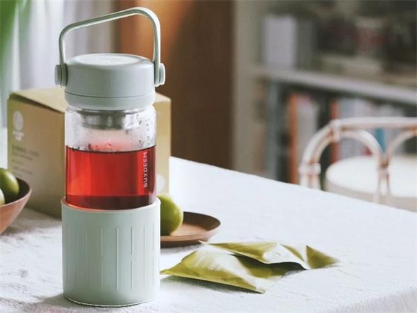 BUYDEEM Prenosná sklenená čajová fľaša 350 ml, model CD1008, farba útulná zelená