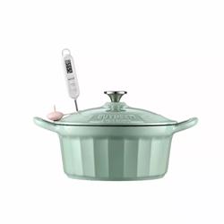 BUYDEEM Smaltovaný liatinový hrniec, model CP551, 3,9l, 25cm, farba jemná zelena