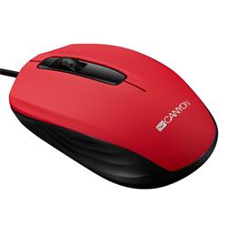 Canyon CNE-CMS01R, optická myš, USB, 1.000 dpi, 3 tlač, obojručná, červená