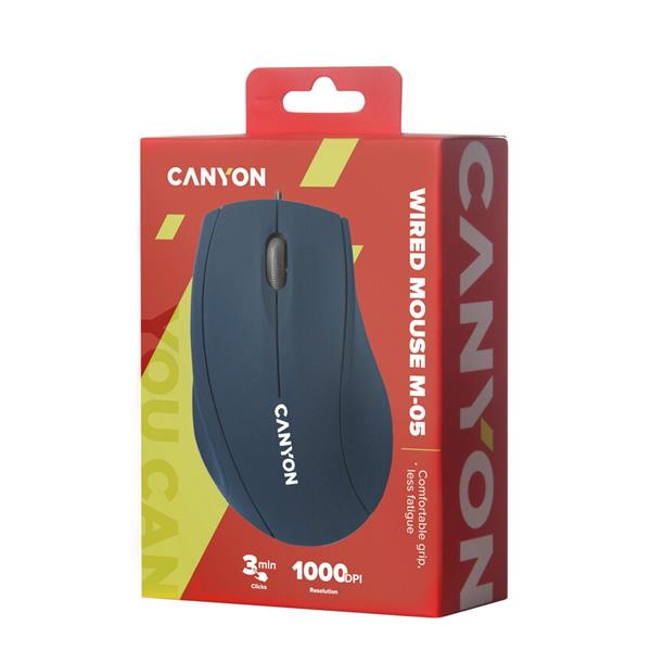 Canyon CNE-CMS05BL, optická myš, USB, 1000 dpi, 3 tlač, eco balenie, tmavo-modrá