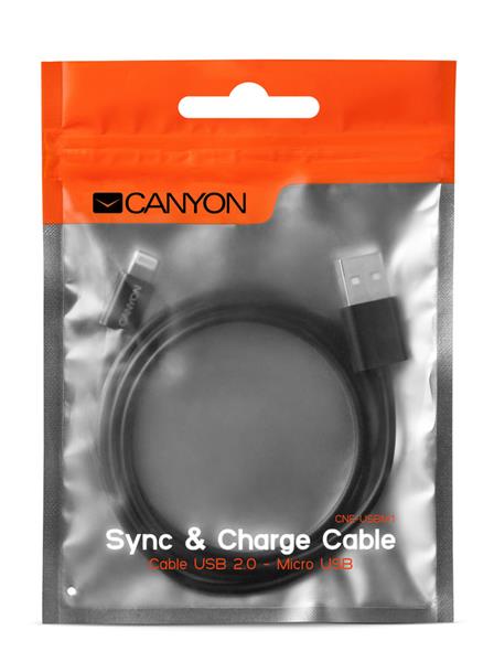 Canyon CNE-USBM1B, 1m kábel USB 2.0 / micro USB, čierny