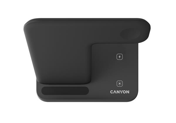 Canyon CNS-WCS303B, 3v1, bezdrôtová Qi nabíjacia stanica pre 3 zariadenia simultánne, čierna