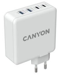 Canyon H-100, ultravýkonná vysokorýchlostná nabíjačka do steny 2xUSB-C, 100W PD, 2 xUSB-A, 30W QC, biela