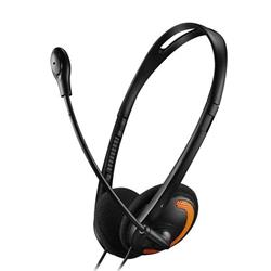 Canyon HS-01, PC Headset, 2 x 3.5mm mini-jack, slúchadla s mikrofónom, ovládanie na kábli, 1.8m, čierno - oranžové