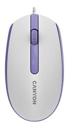 Canyon M-10, symetrická optická myš s efektom hladkého posuvu, USB, 1.000 dpi, 3 tlač, bielo-fialová
