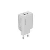 Canyon OnCharge 200, univerzálna nabíjačka do steny, 1x USB-C + 1x USB-A, PD 20W, biela