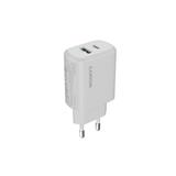 Canyon OnCharge 250, univerzálna nabíjačka do steny, 1x USB-C + 1x USB-A, PD 25W, biela