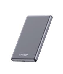 Canyon OnCharge 505, Powerbank, 5.000 mAh, in: USB-C, out: USB-C PD 20W + Wireless Magnet 15W, ultratenká, šedá