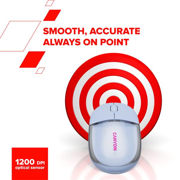 Canyon OnClick 24, 2v1 bezdrôtová optická myš Bluetooth / 2.4 GHz, 1.200 dpi, akumulátor 5.000 mAh, čierna