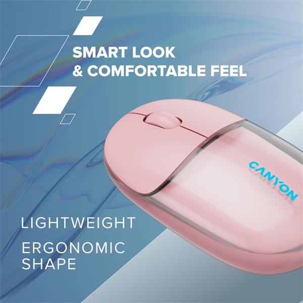 Canyon OnClick 24, 2v1 bezdrôtová optická myš Bluetooth / 2.4 GHz, 1.200 dpi, akumulátor 5.000 mAh, ružová