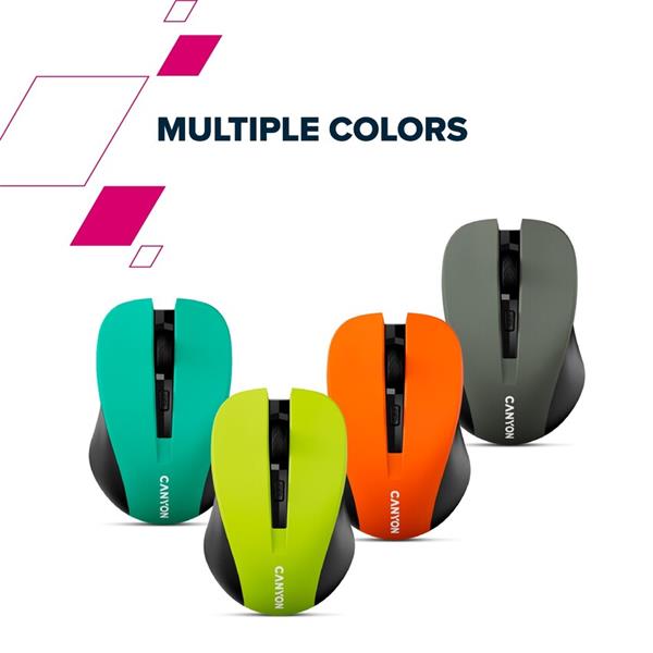 Canyon OnClick W01, Wireless optická myš USB, 800/1000/1200 dpi, šedo-čierna