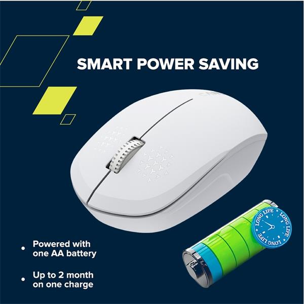 Canyon OnClick W04, Bluetooth optická myš, 1200 dpi, 3 tlač, 1x AA, úspora energie, biela