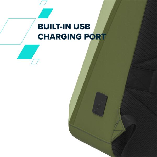 Canyon OnPack UR01, batoh na notebook do 15,6", vodeodolný, USB-A nabíjací port, z recyklovaných materiálov, zelený