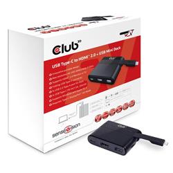 Club3D MINI USB-C Smart Docking Station (HDMI+USB2.0+USB-C Charger )