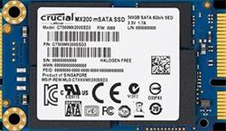 Crucial MX200 250GB SSD, mSATA 6Gb/s, Read/Write: 555 MBs/500 MBs, IOPS: 72,000/60,000