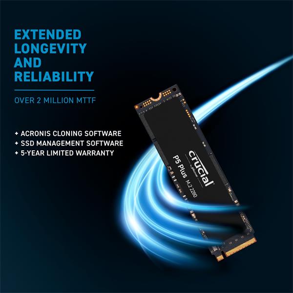 Crucial P5 Plus 1TB SSD, M.2 2280, NVMe PCIe Gen4, r6600MB/s, w5000MB/s