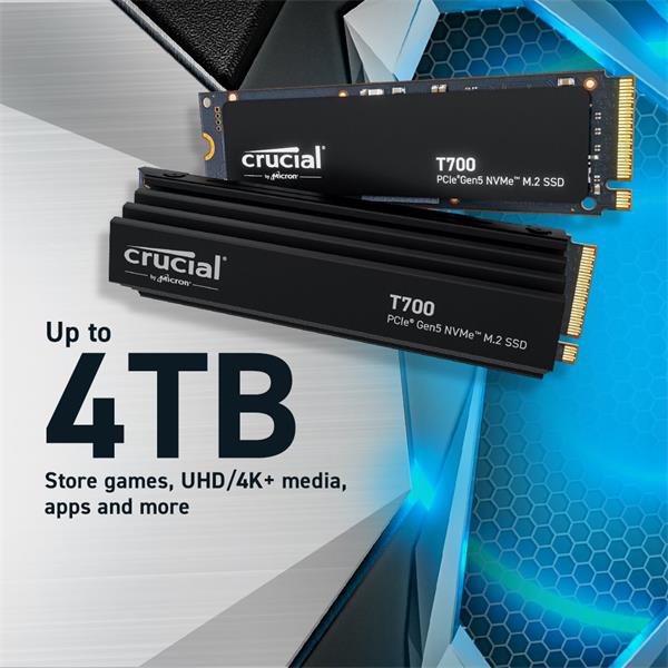 Crucial T700 1TB PCIe Gen5 NVMe M.2 SSD (r11700MB/s, w9500MB/s)