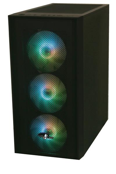 Eurocase MC G Trinity skrinka mATX, bez zdroja, čierna, 3x RGB ventilátor